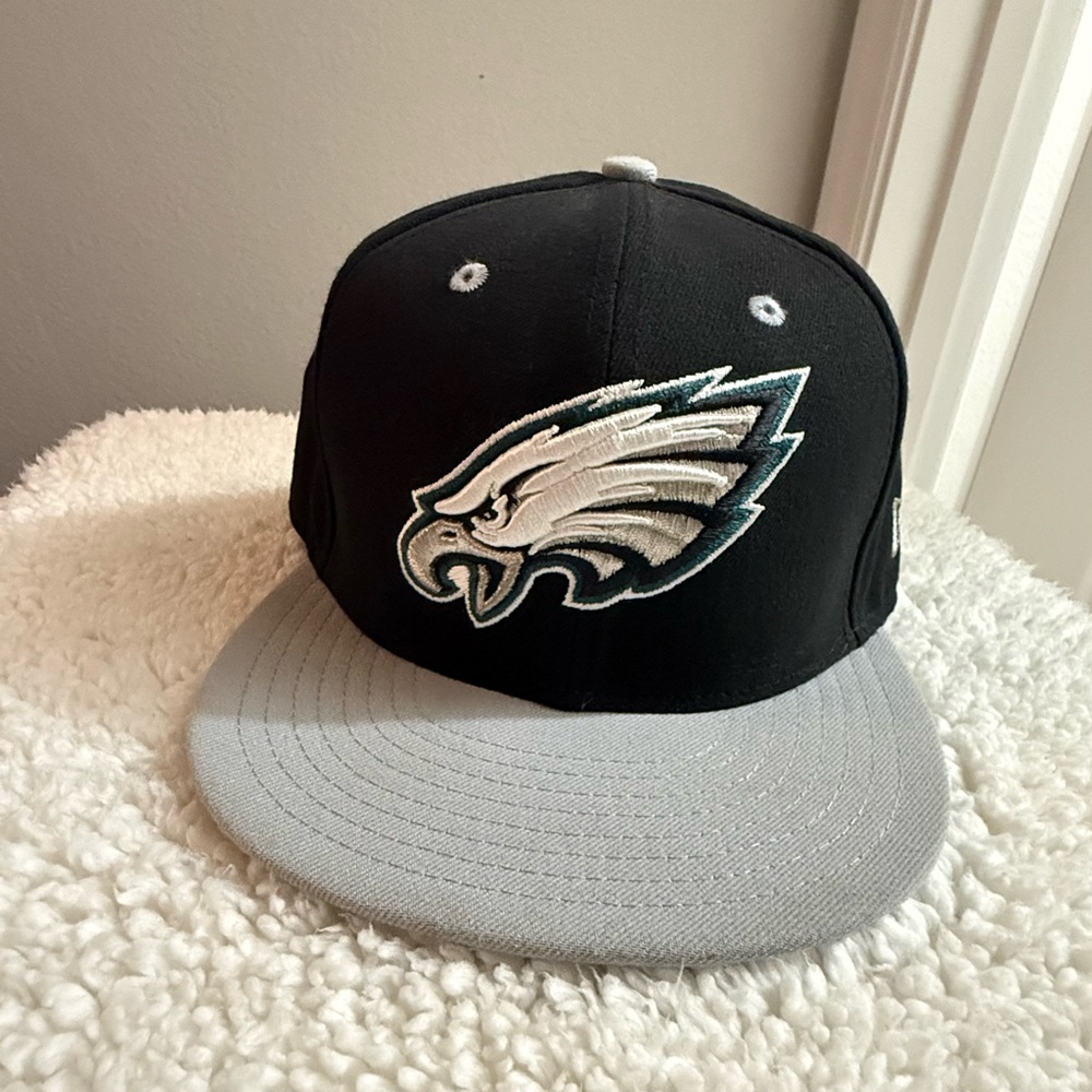 Eagles New Era 59FIFTY Fitted Hat Flat Bill Size 7 1/8